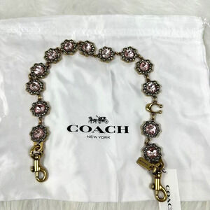 Coach Short Jewelry Chain Strap In Brass/Pink Multi CAU47 NWT
